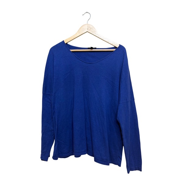 Eileen Fisher Sweaters - Eileen Fisher Womens XL Royal Blue Knit Scoop Neck Long Sleeve Oversized Sweater